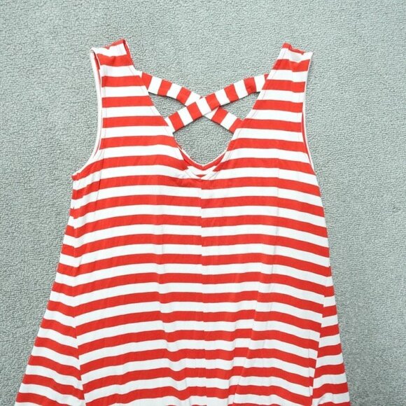 Style&co. Tank Dress Women's Size XS Red/White Striped Rayon V-Neck Flared - Picture 6 of 7